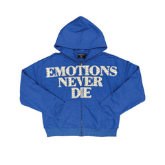 Emotion Never Dies Never Dies Zip‑Up Graphic Hoodie