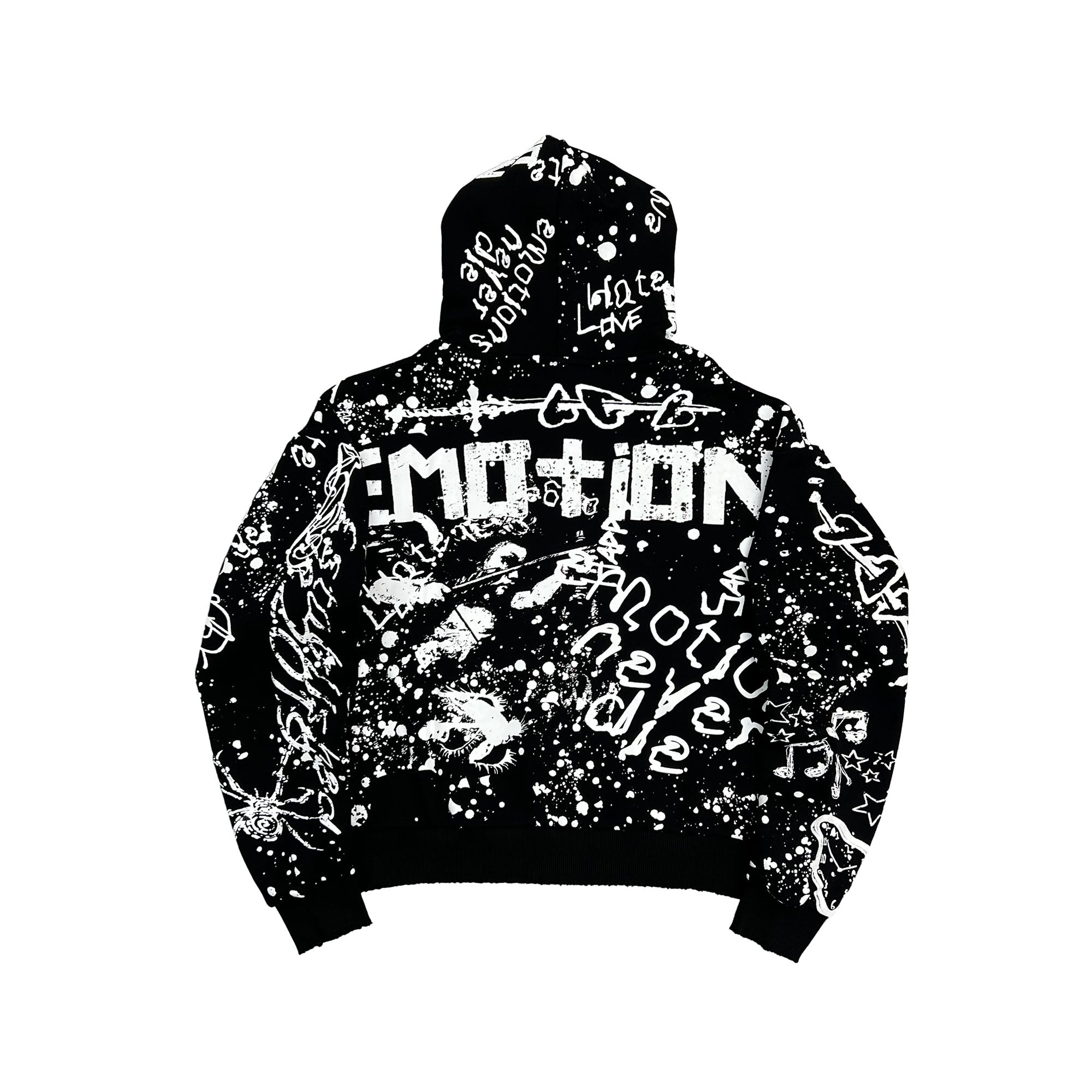 MIXED EMOTION All‑Over Graffiti Print Full‑Zip Hoodie