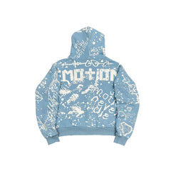 MIXED EMOTION All‑Over Graffiti Print Full‑Zip Hoodie
