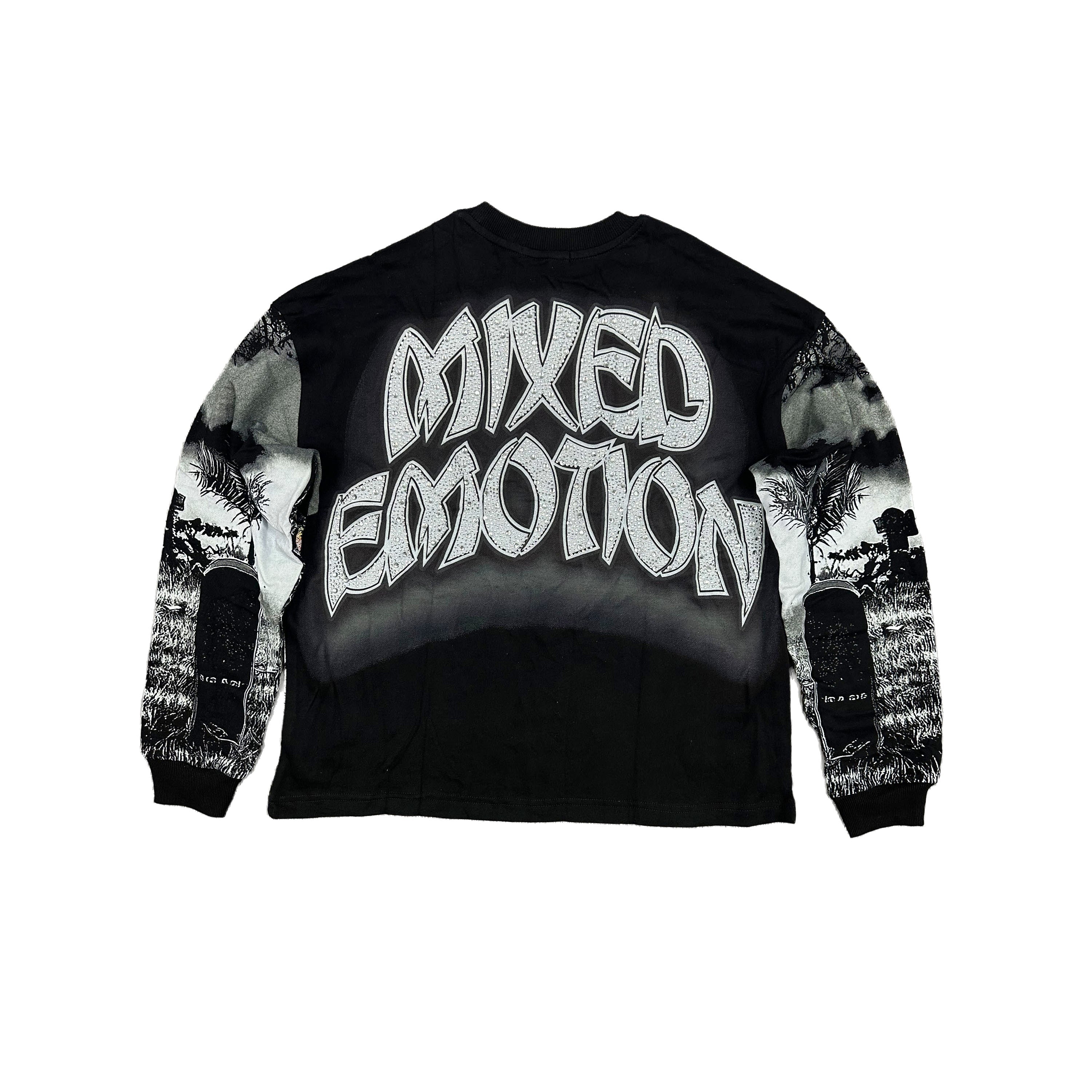 MIXED EMOTION Zombie Horror Graphic Black Long‑Sleeve Shirt