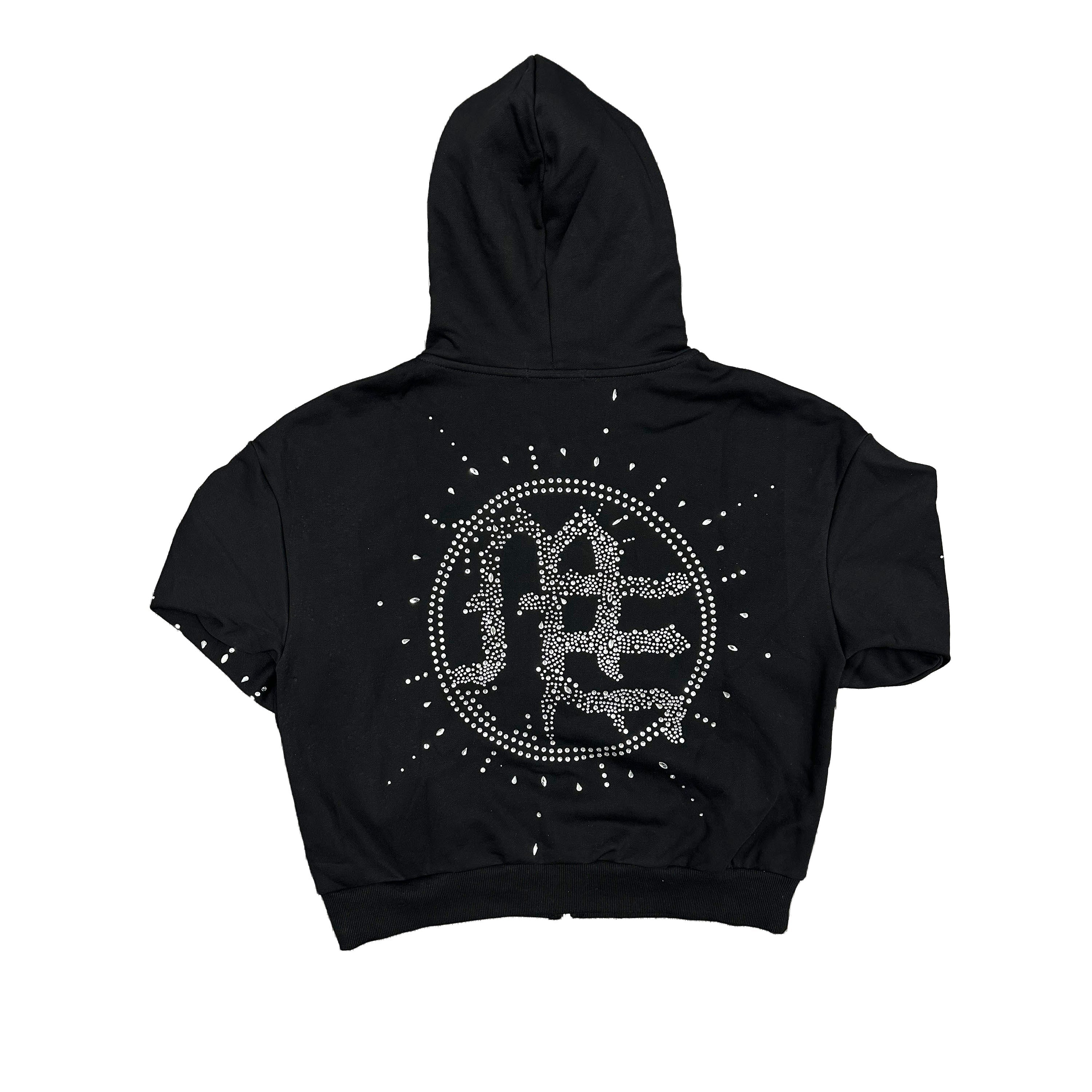 MIXED EMOTION Rhinestone Symbol Full‑Zip Hoodie