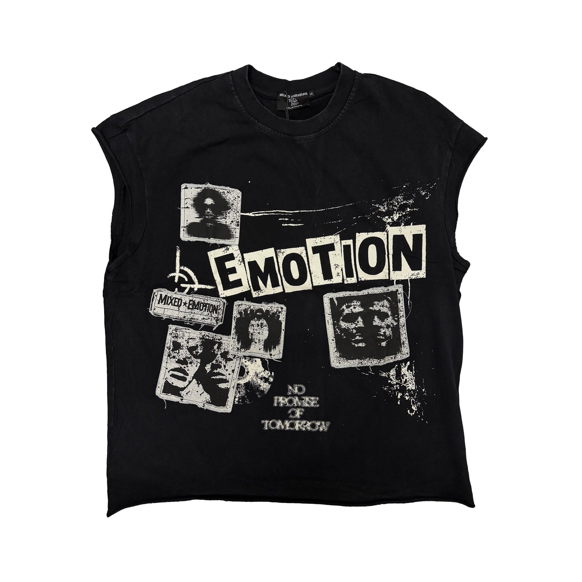 Emotion Never Dies Collage Photo Print Black Sleeveless Tank Top
