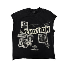 Emotion Never Dies Collage Photo Print Black Sleeveless Tank Top