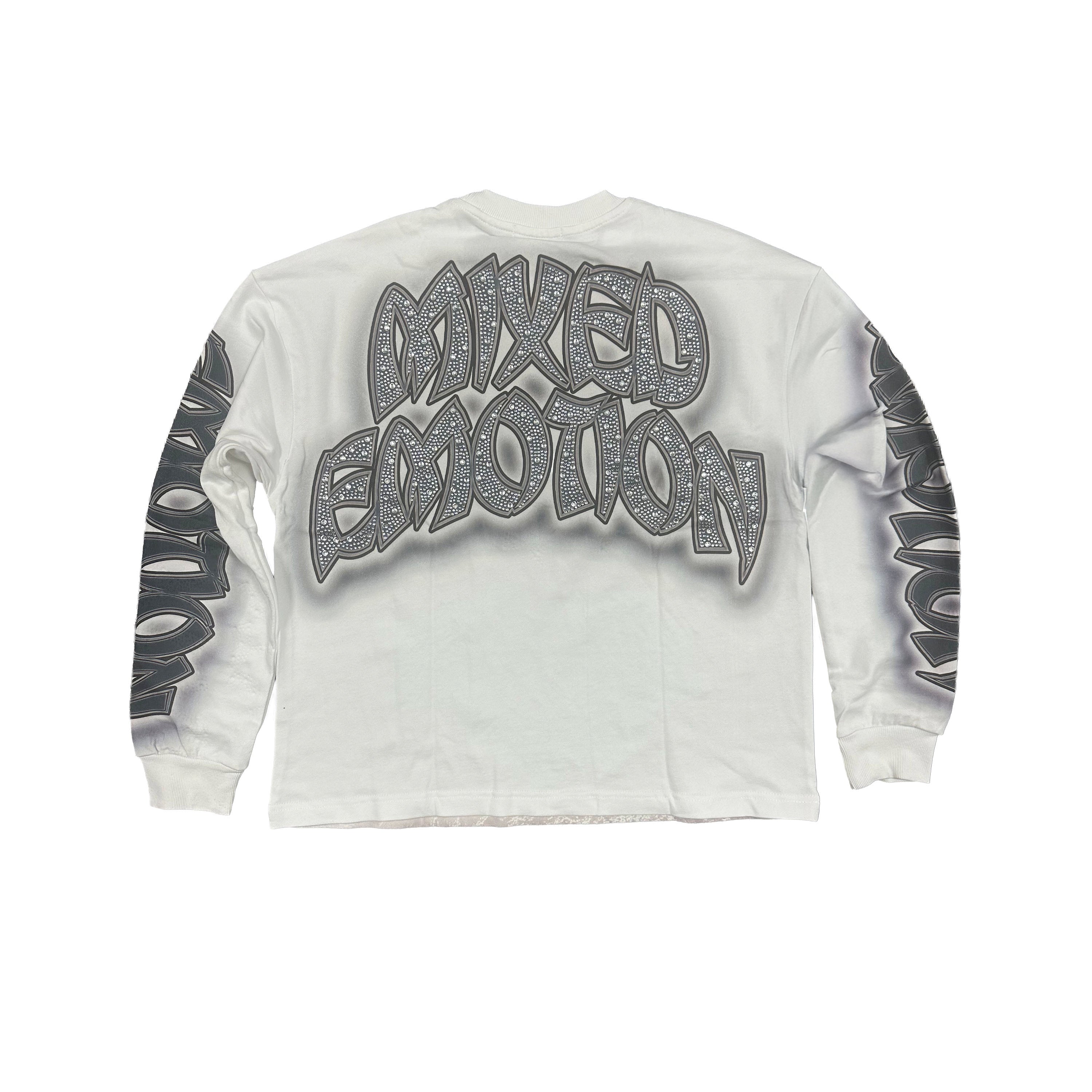 MIXED EMOTION Graveyard Zombie Vintage White Long‑Sleeve Shirt