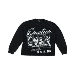 MIXED EMOTION Angel SCARS Vintage Graphic Black Long‑Sleeve Shirt