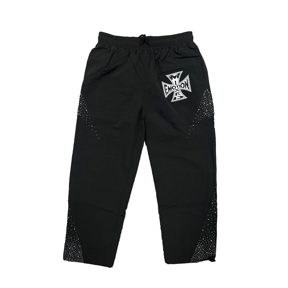 MIXED EMOTION Cross Rhinestone Street Pants