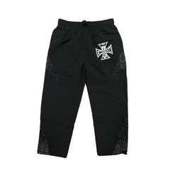 MIXED EMOTION Cross Rhinestone Street Pants