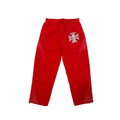 MIXED EMOTION Red Cross Rhinestone Street Pants