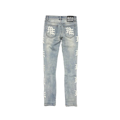 MIXED EMOTION Vertical Character Print Slim‑Fit Jeans