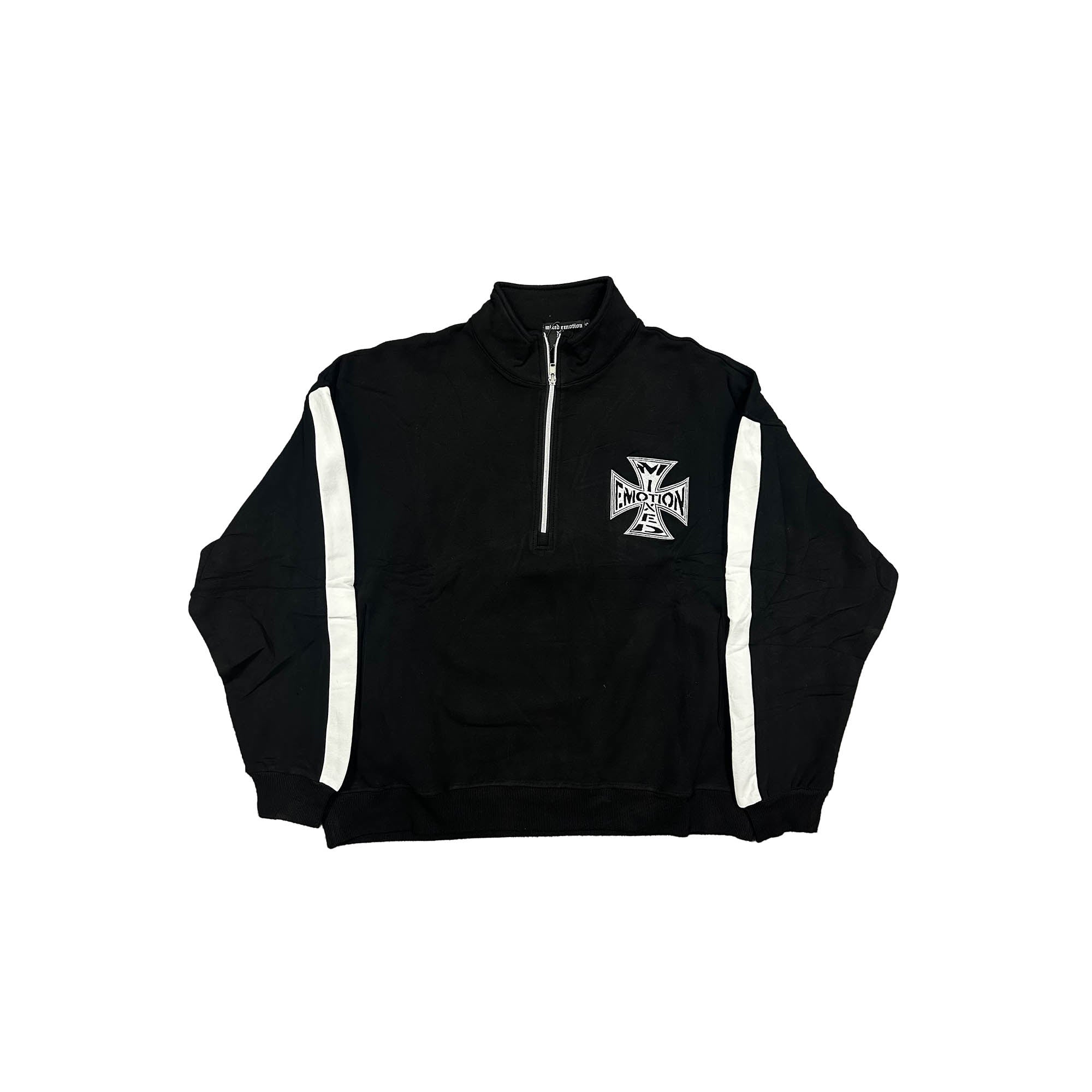 MIXED EMOTION Cross Graphic Quarter‑Zip Pullover Sweatshirt