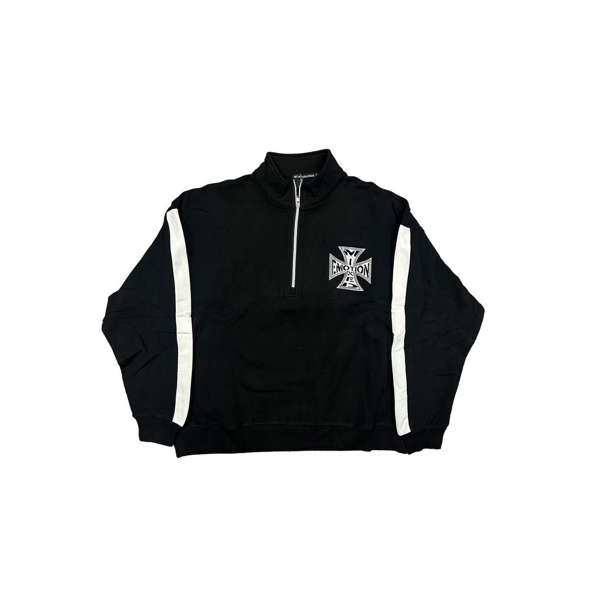 MIXED EMOTION Cross Graphic Quarter‑Zip Pullover Sweatshirt