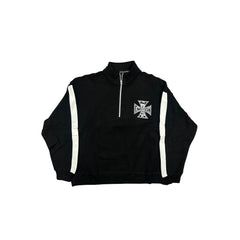 MIXED EMOTION Cross Graphic Quarter‑Zip Pullover Sweatshirt