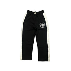 MIXED EMOTION Side‑Stripe Cross Graphic Street Pants