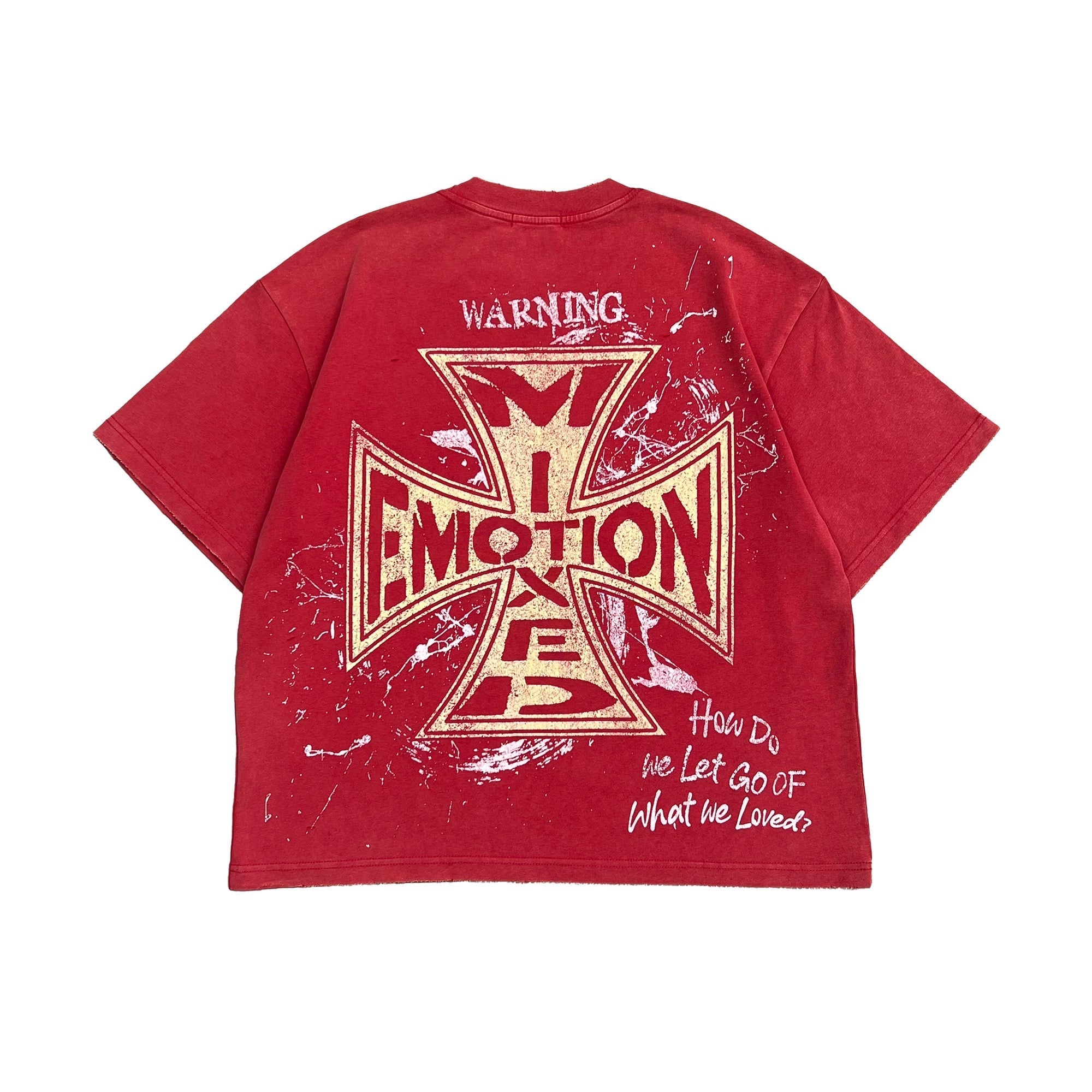 Emotions Never Die Mixed Emotion Splash‑Print Red Cropped T‑Shirt