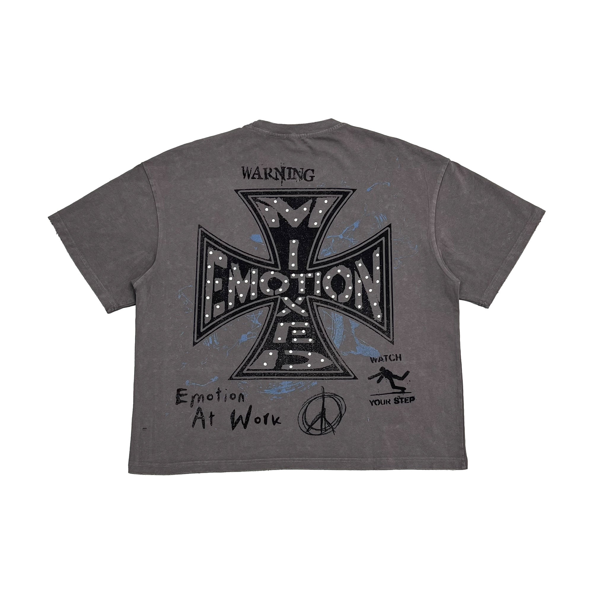 Emotions Never Die Mixed Emotion Vintage Photo Graphic Grey Cropped T‑Shirt