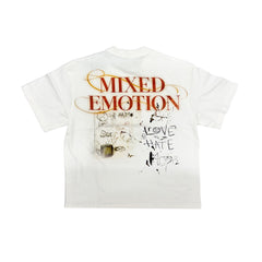 MIXED EMOTION Collage Art White Cropped T‑Shirt