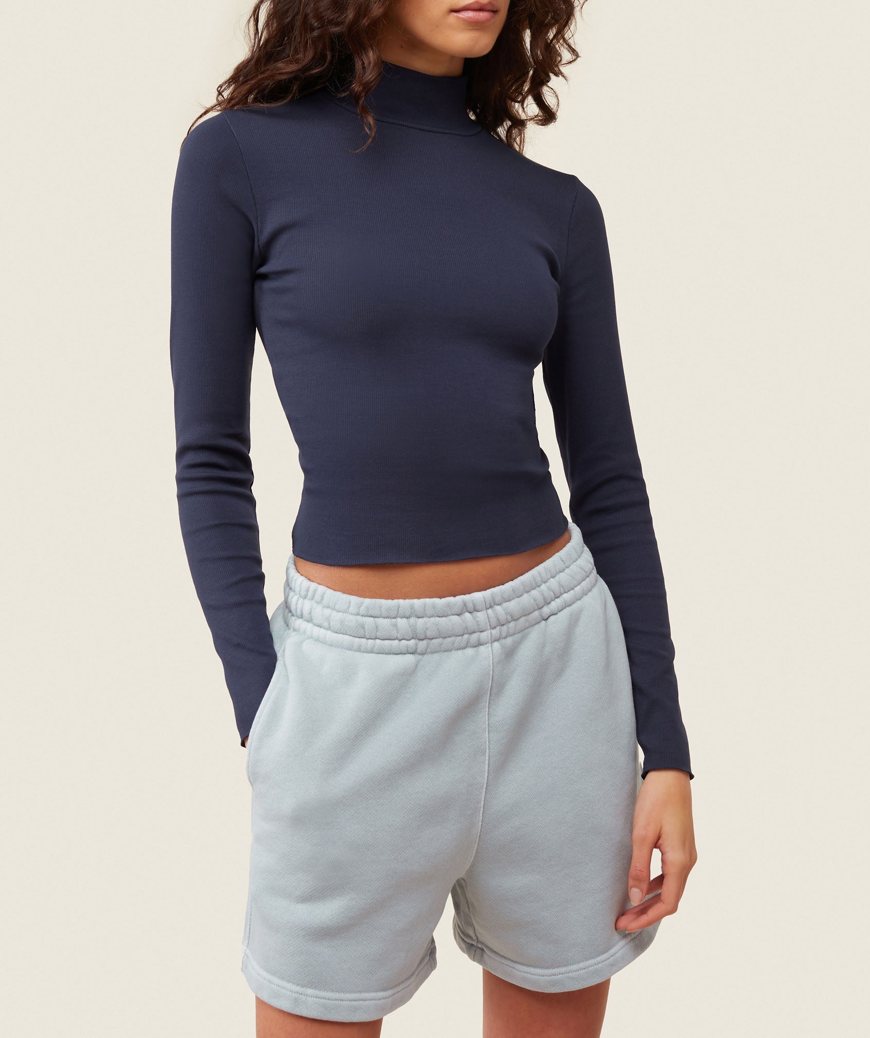 Gymshark everywear Long Sleeve Ribbed Turtle Neck - Heavy Blue