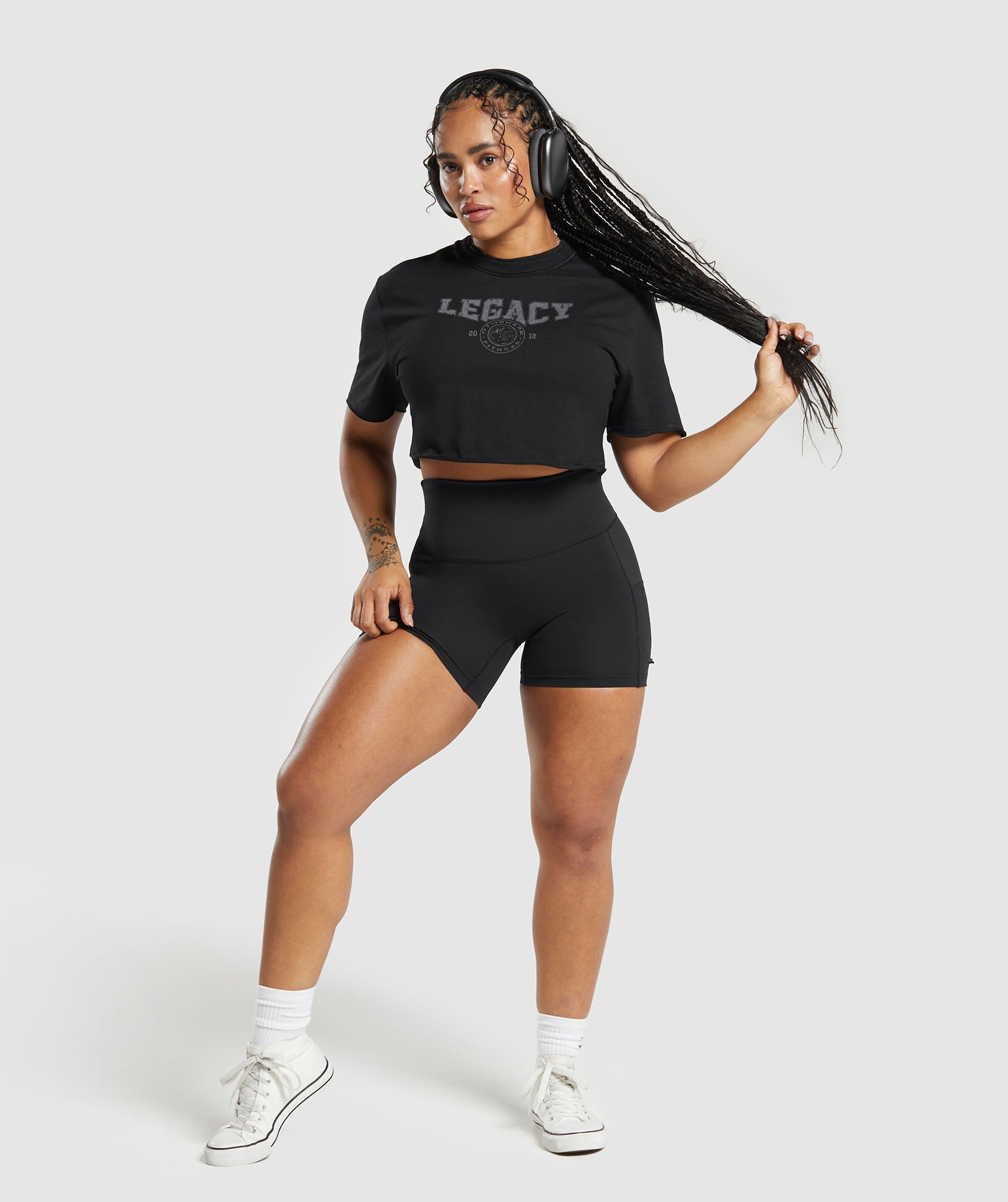 Gymshark Legacy Graphic Crop Top - Black