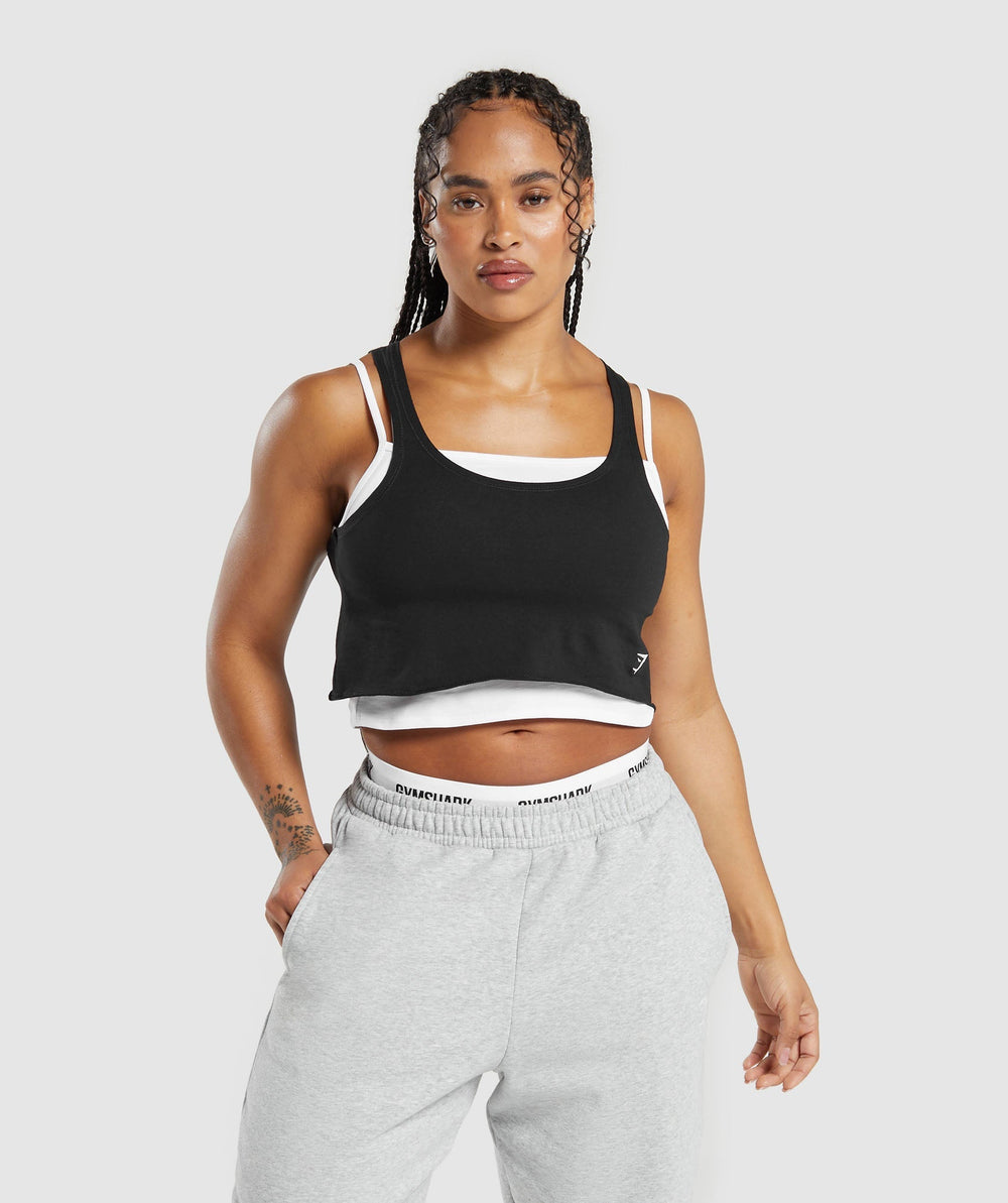 Gymshark Lifting 2 In 1 Crop Tank - White/Black