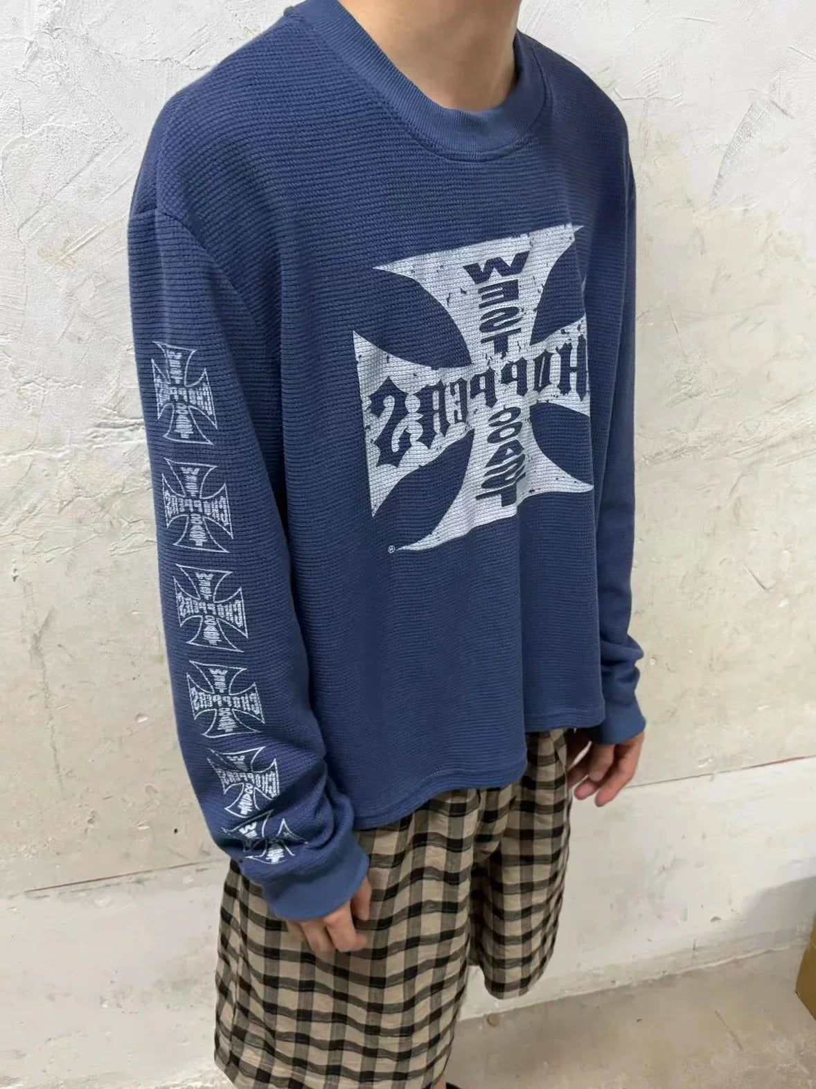 West Coast Choppers Cross Print ERD Stylist Same Style Waffle Sanskrit Long Sleeve (1)