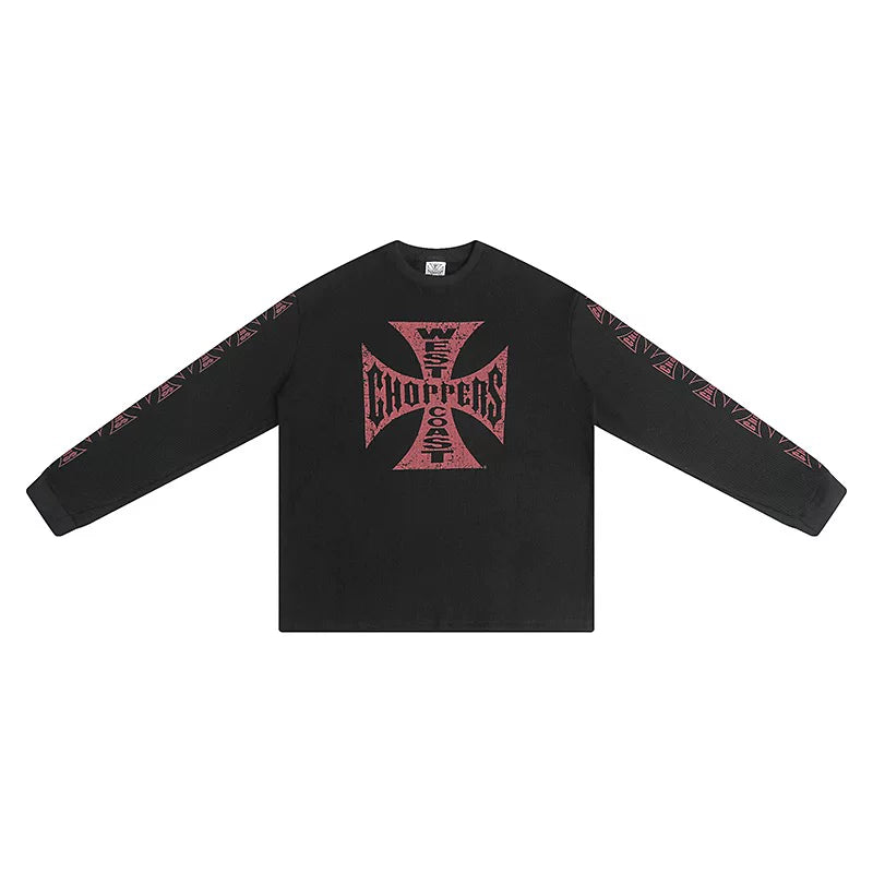 West Coast Choppers Cross Print ERD Stylist Same Style Waffle Sanskrit Long Sleeve (1)