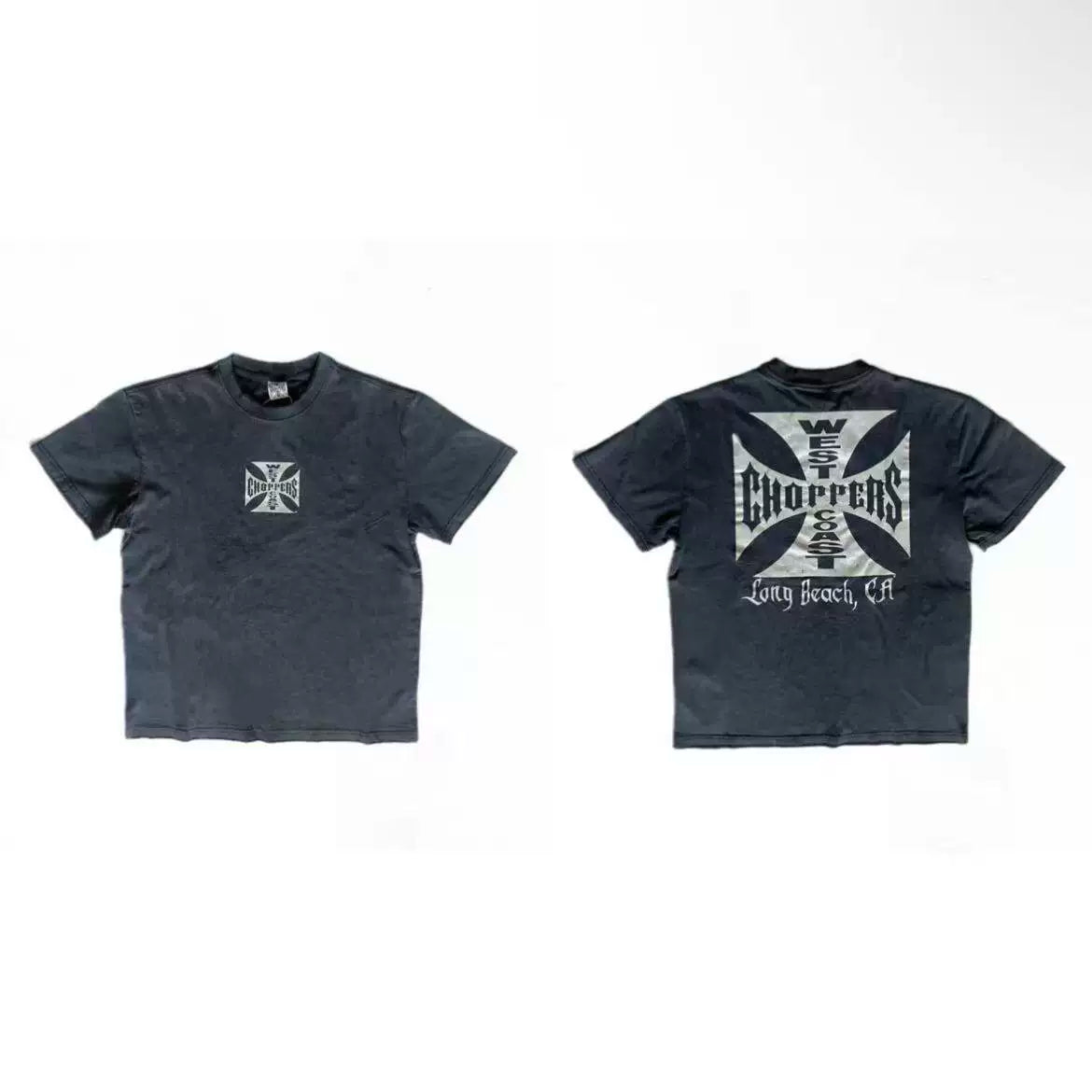 West Coast Choppers Front Small Logo Iron Cross Tee - Vintage Black