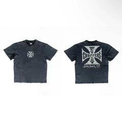 West Coast Choppers Front Small Logo Iron Cross Tee - Vintage Black
