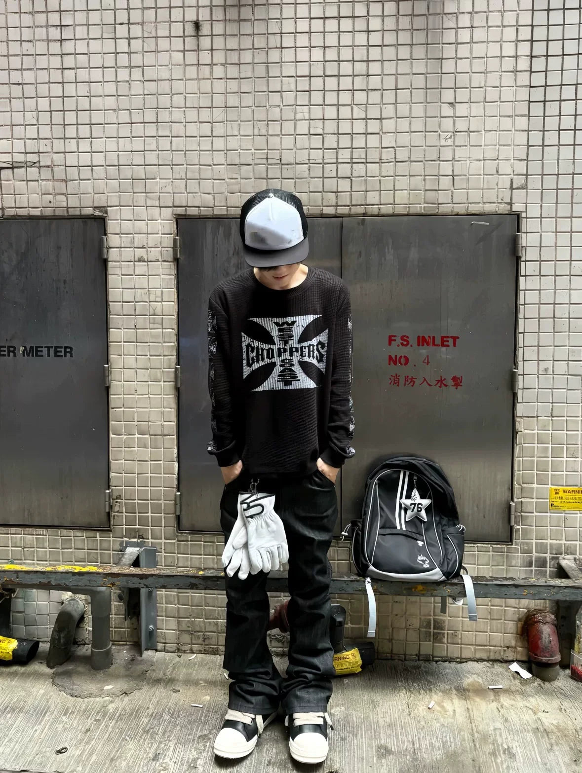 West Coast Choppers Cross Print ERD Stylist Same Style Waffle Sanskrit Long Sleeve (4)