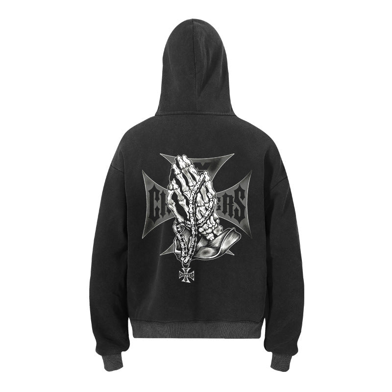 West Coast Choppers Praying Hands Iron Cross Hoodie - Black