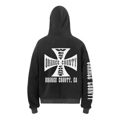 West Coast Choppers Orange County Iron Cross Hoodie - Black