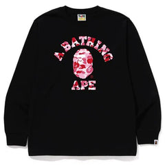 BAPE Style Arch Logo Camo Ape Head Long-Sleeve Tee - Black/Pink