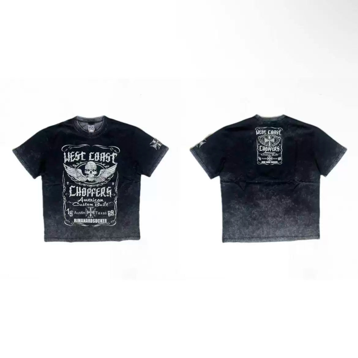 West Coast Choppers Winged Skull Bleach Splatter Tee - Black