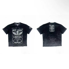 West Coast Choppers Winged Skull Bleach Splatter Tee - Black