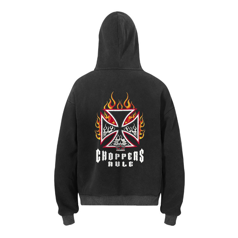 West Coast Choppers Choppers Rule Flame Hoodie - Black
