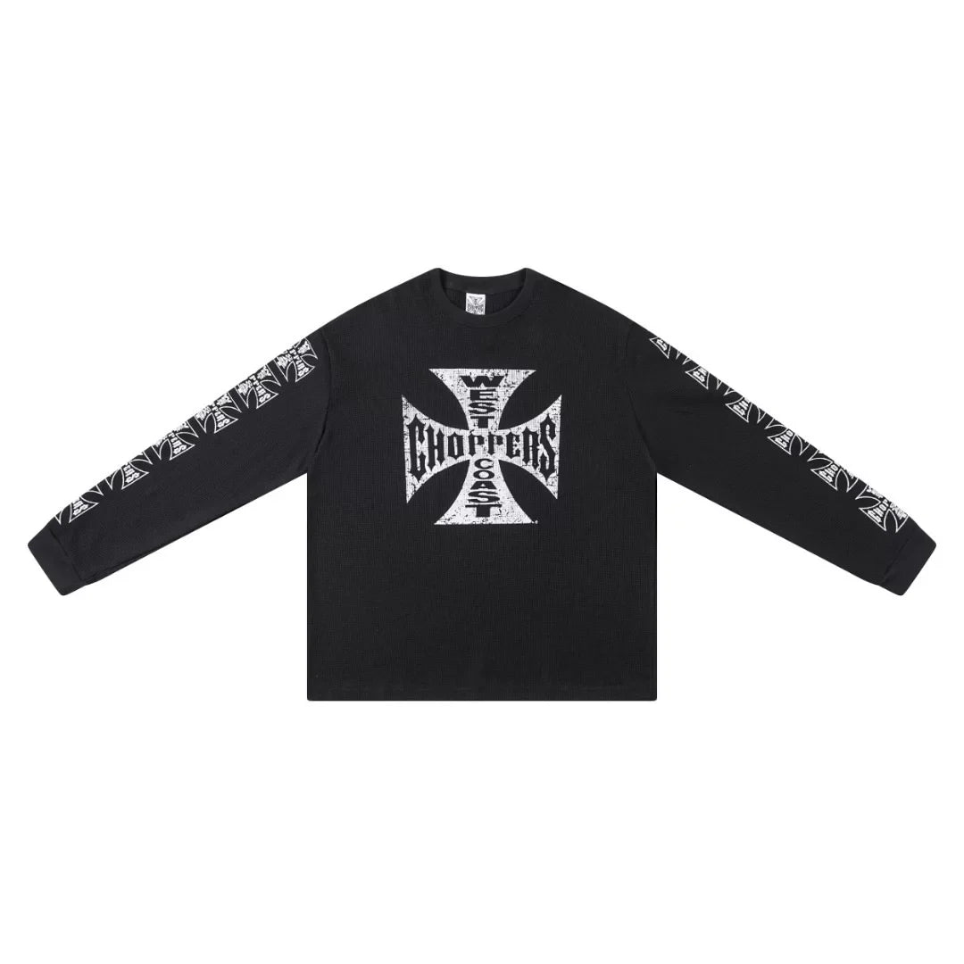 West Coast Choppers Cross Print ERD Stylist Same Style Waffle Sanskrit Long Sleeve (5)