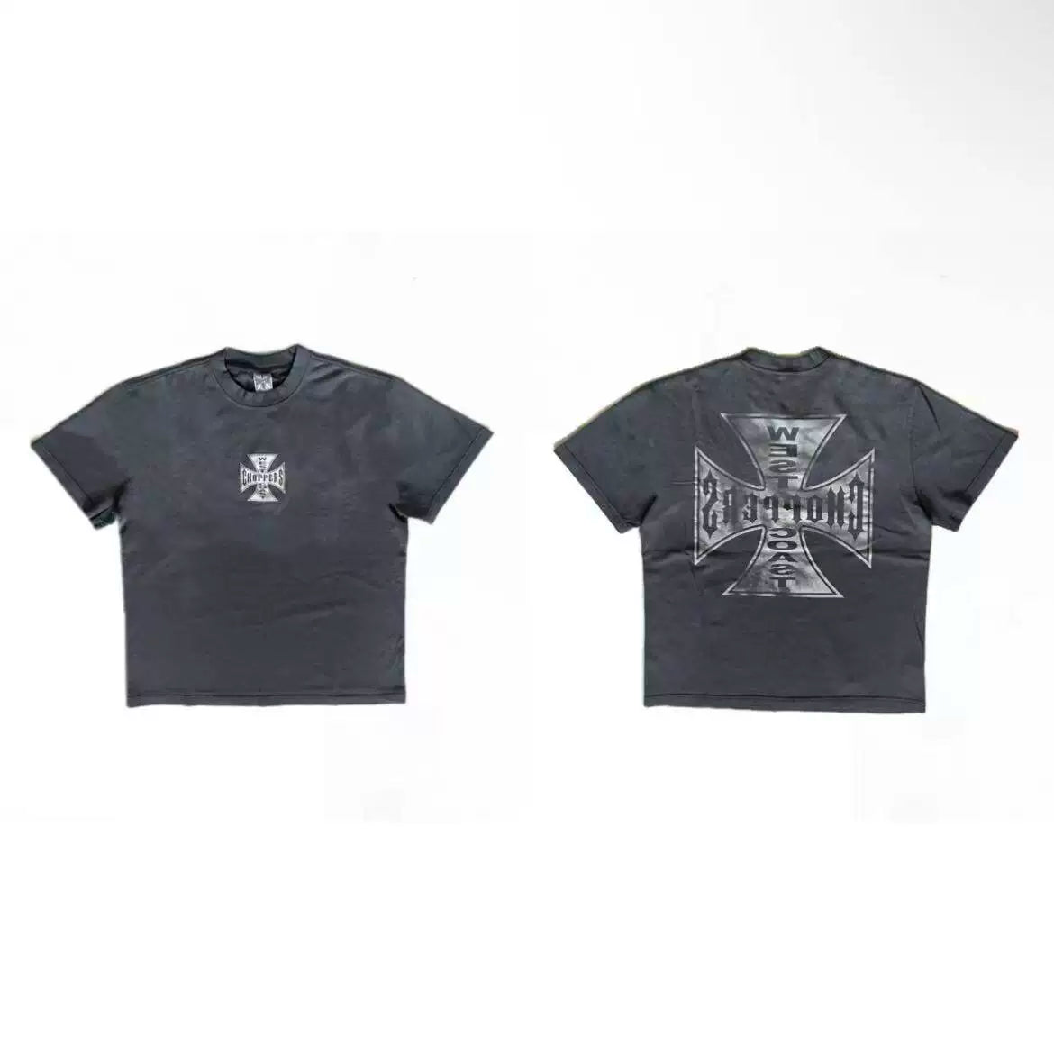 West Coast Choppers Iron Cross Back Logo Tee - Vintage Black