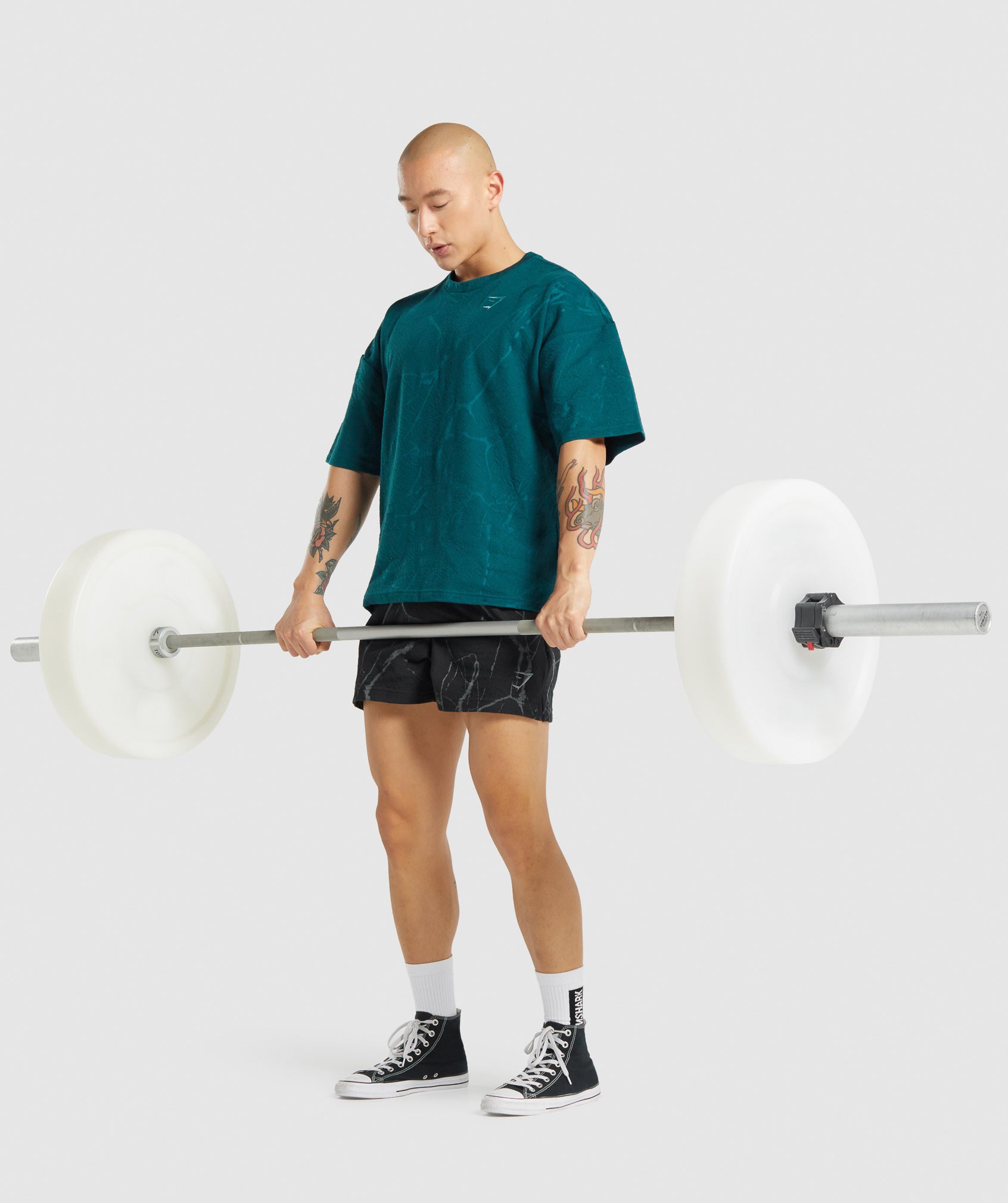 Gymshark Power Short Sleeve Crew - Teal Print