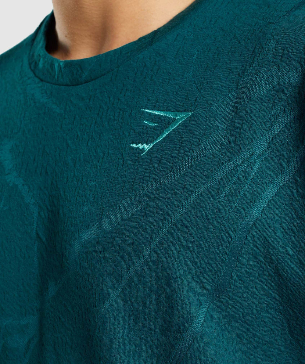 Gymshark Power Short Sleeve Crew - Teal Print