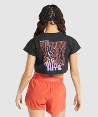 Gymshark Pre-Workout Graphic Crop Tee - Black