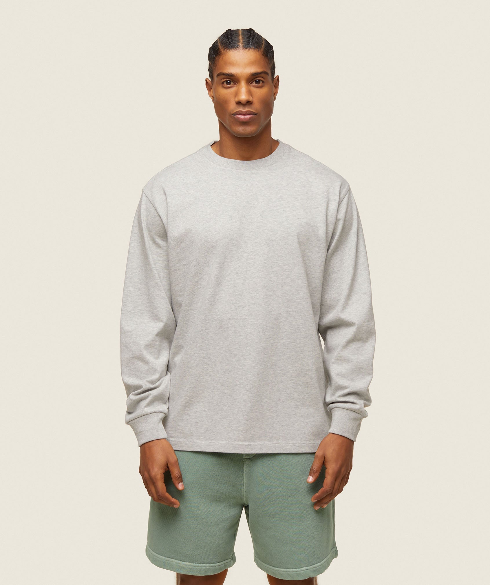 Gymshark everywear Relaxed Long Sleeve Tee - Light Grey Core Marl