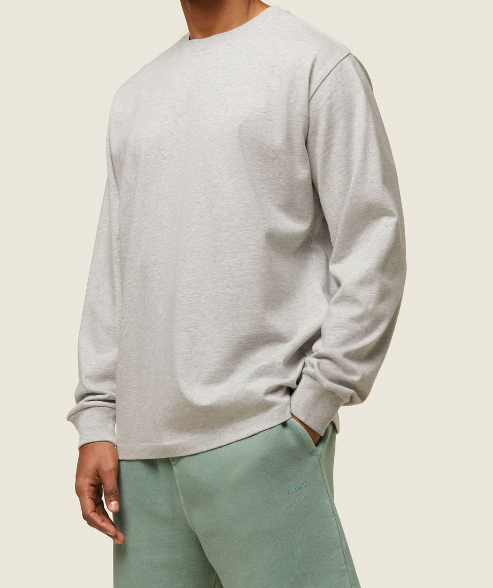 Gymshark everywear Relaxed Long Sleeve Tee - Light Grey Core Marl