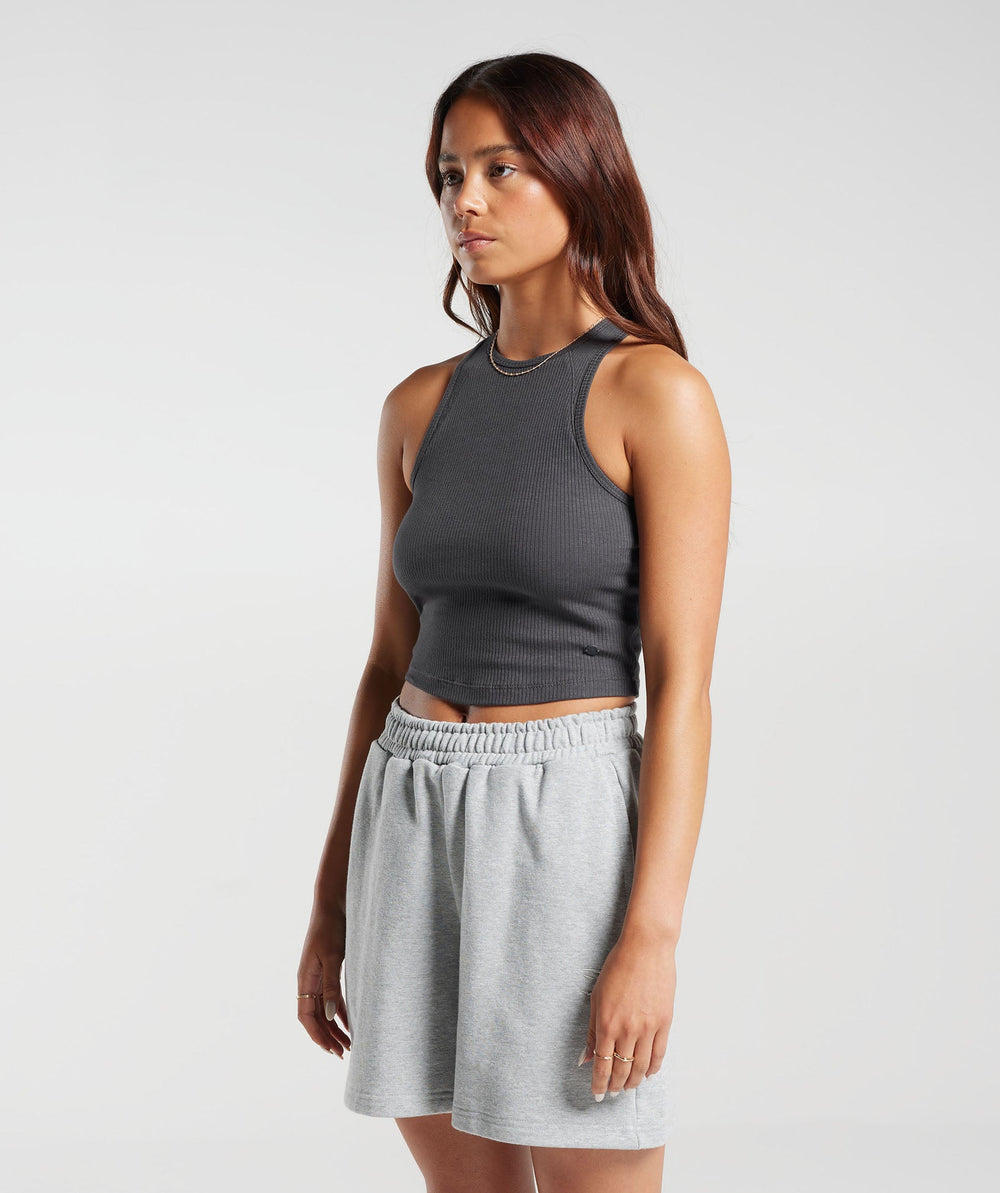 Gymshark Cotton Rib Midi Tank - Onyx Grey