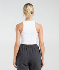 Gymshark Cotton Rib Midi Tank - White