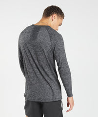 Gymshark Retake Seamless Long Sleeve T-Shirt - Black/White Marl