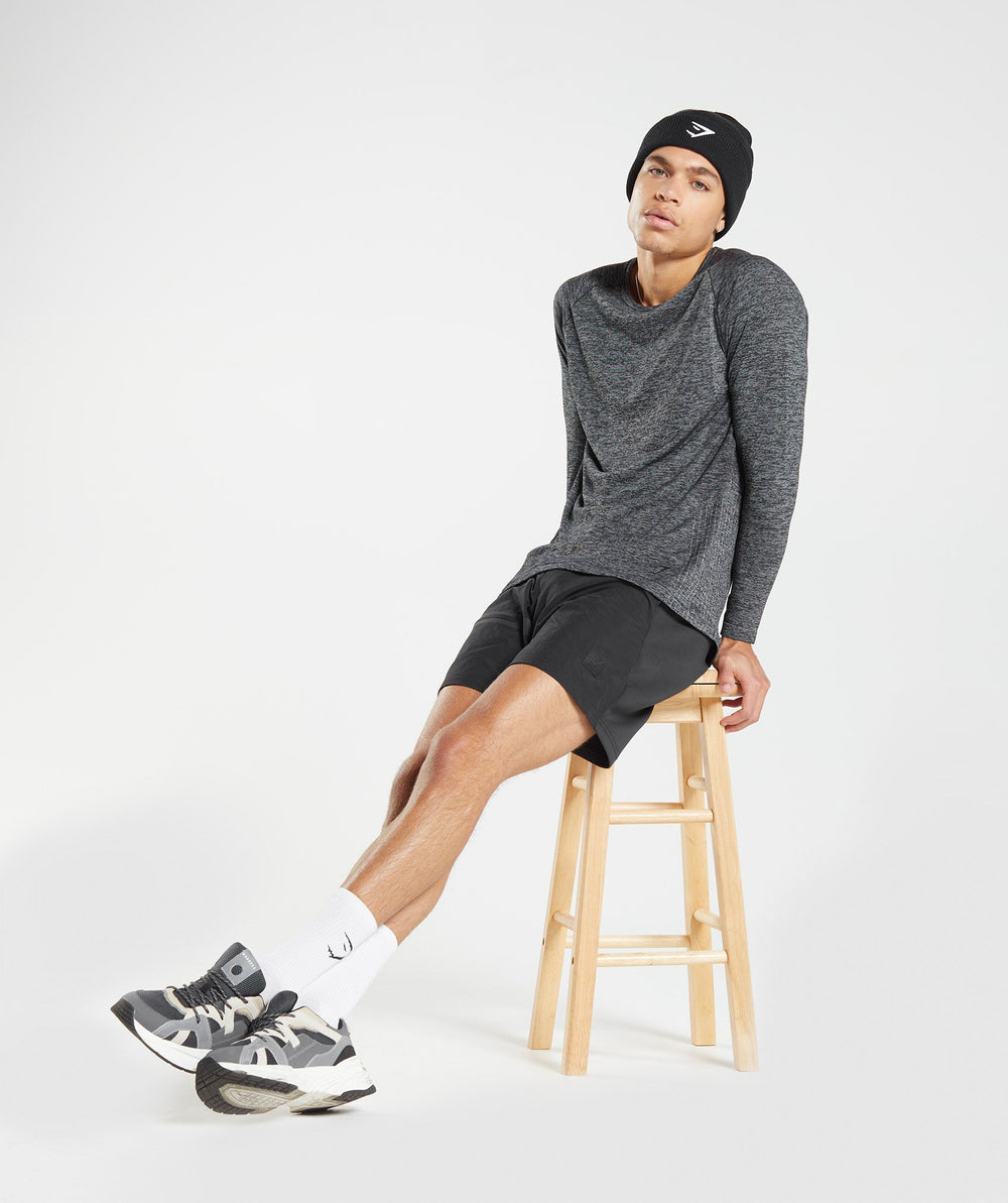 Gymshark Retake Seamless Long Sleeve T-Shirt - Black/White Marl