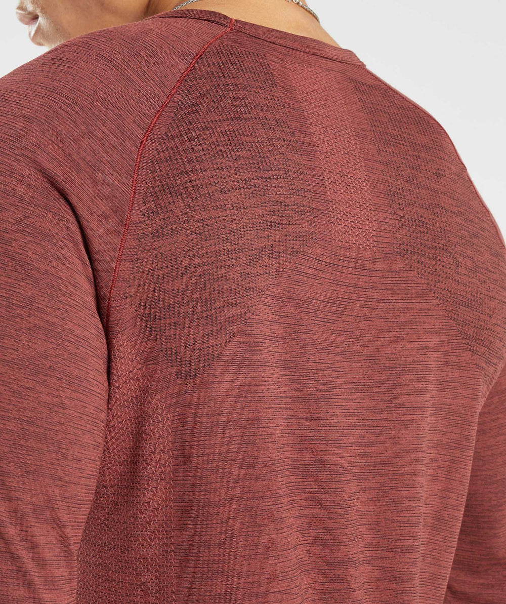 Gymshark Retake Seamless Long Sleeve T-Shirt - Rose Brown/Black Marl