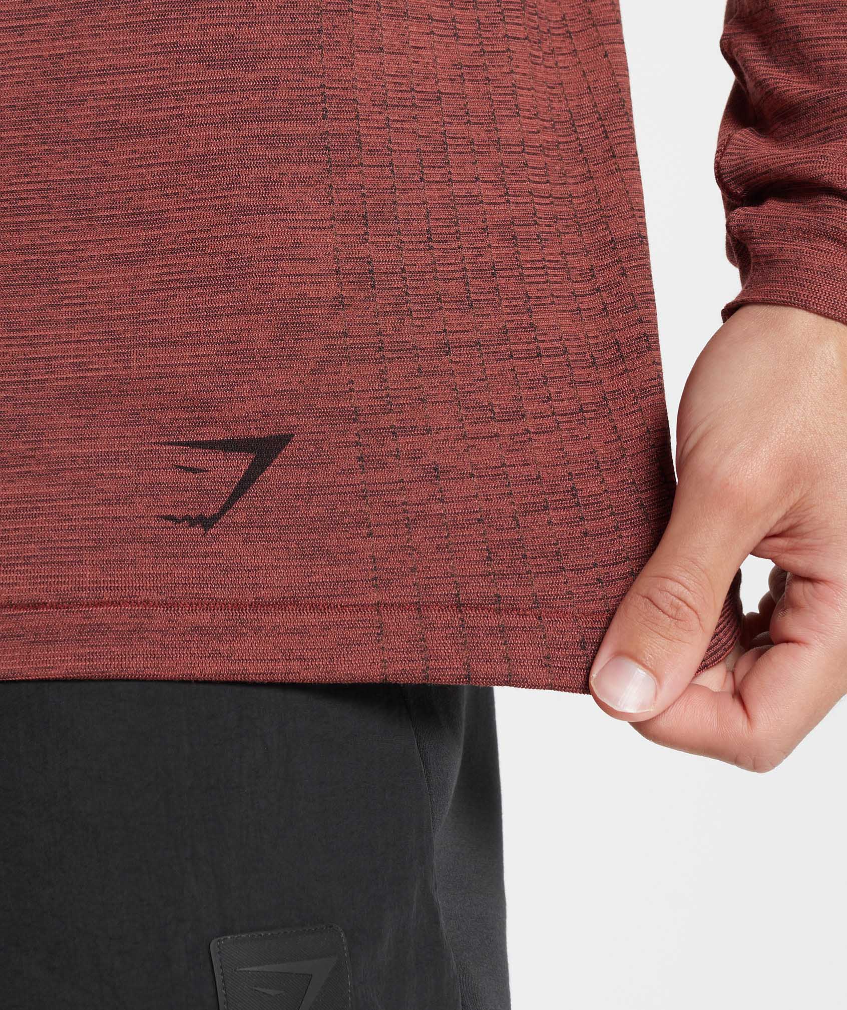 Gymshark Retake Seamless Long Sleeve T-Shirt - Rose Brown/Black Marl