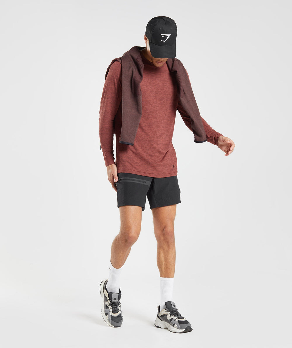 Gymshark Retake Seamless Long Sleeve T-Shirt - Rose Brown/Black Marl