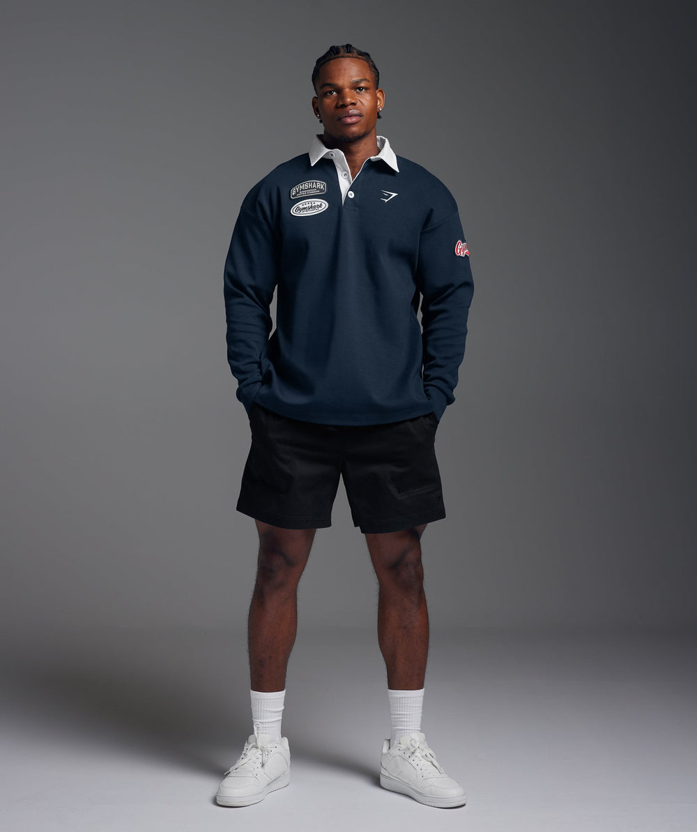 Gymshark Rugby Shirt - Navy/White