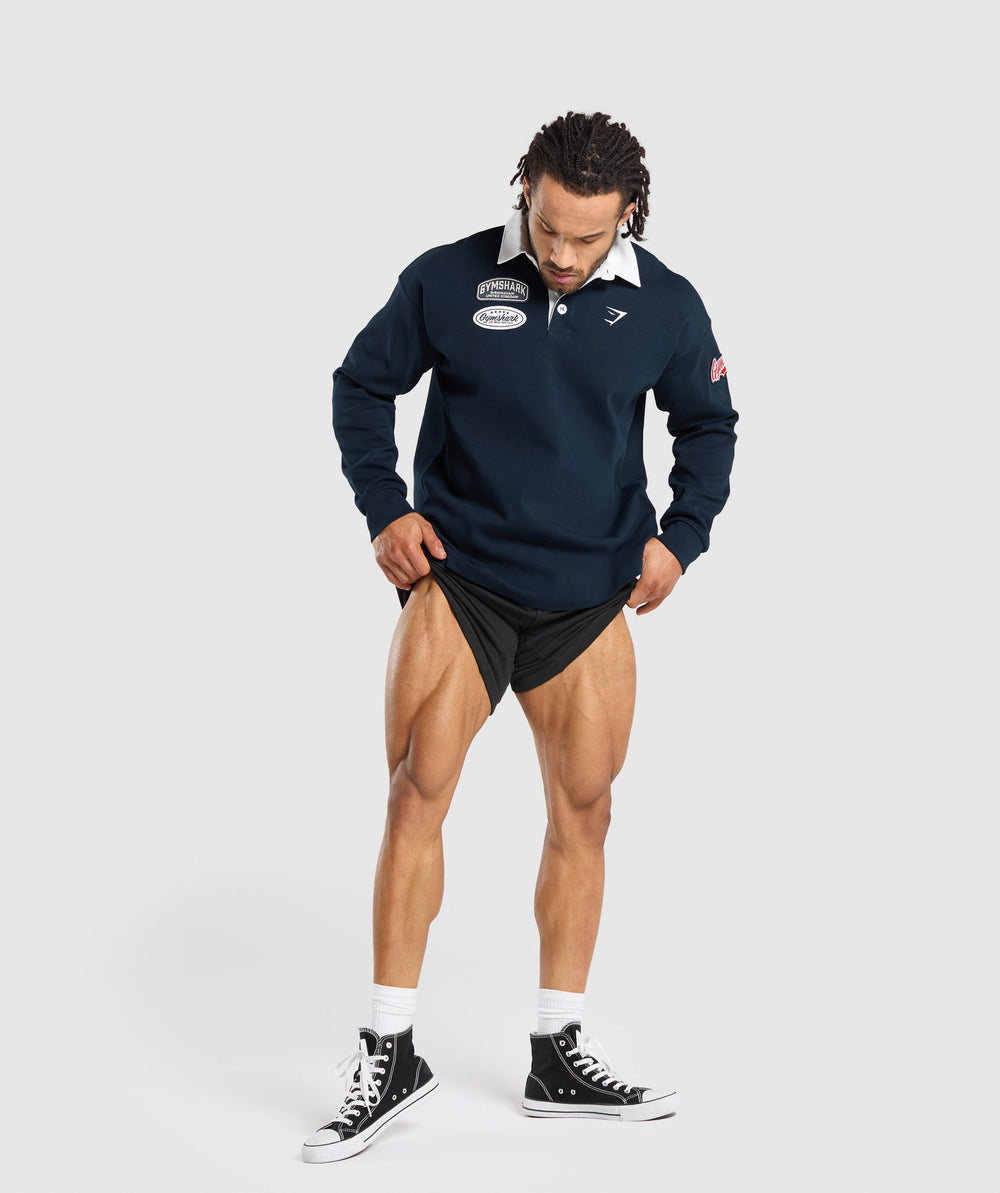 Gymshark Rugby Shirt - Navy/White
